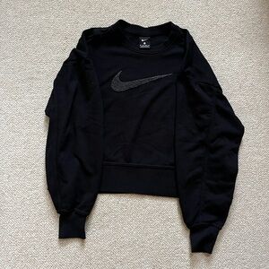 Nike Women's Black swoosh cropped sweatshirt